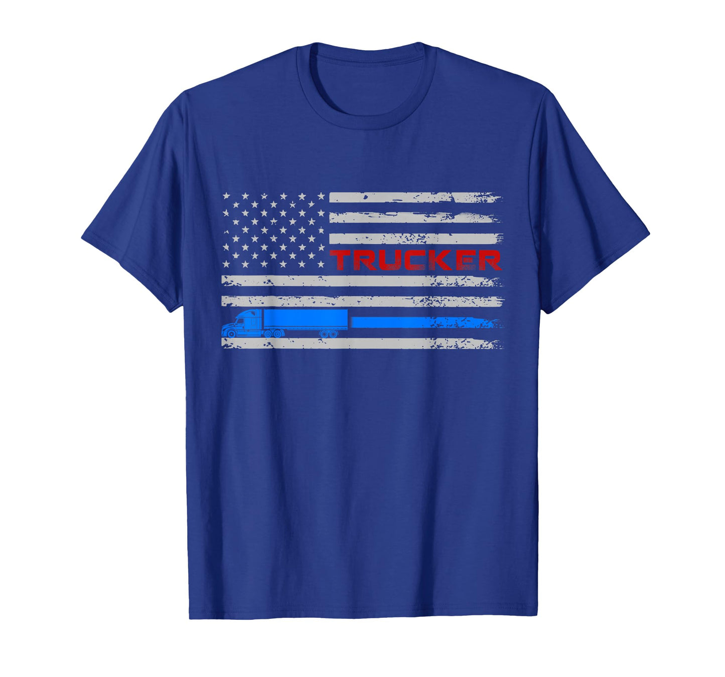 U.S American Flag Semi Truck Driver 18 Wheeler Trucker Gift T-Shirt for Women Men