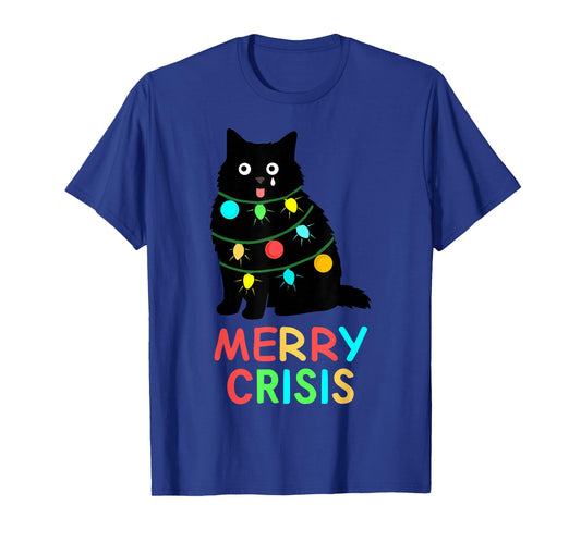 Cute Merry Crisis Cat Funny Ugly Christmas Holiday T-Shirt