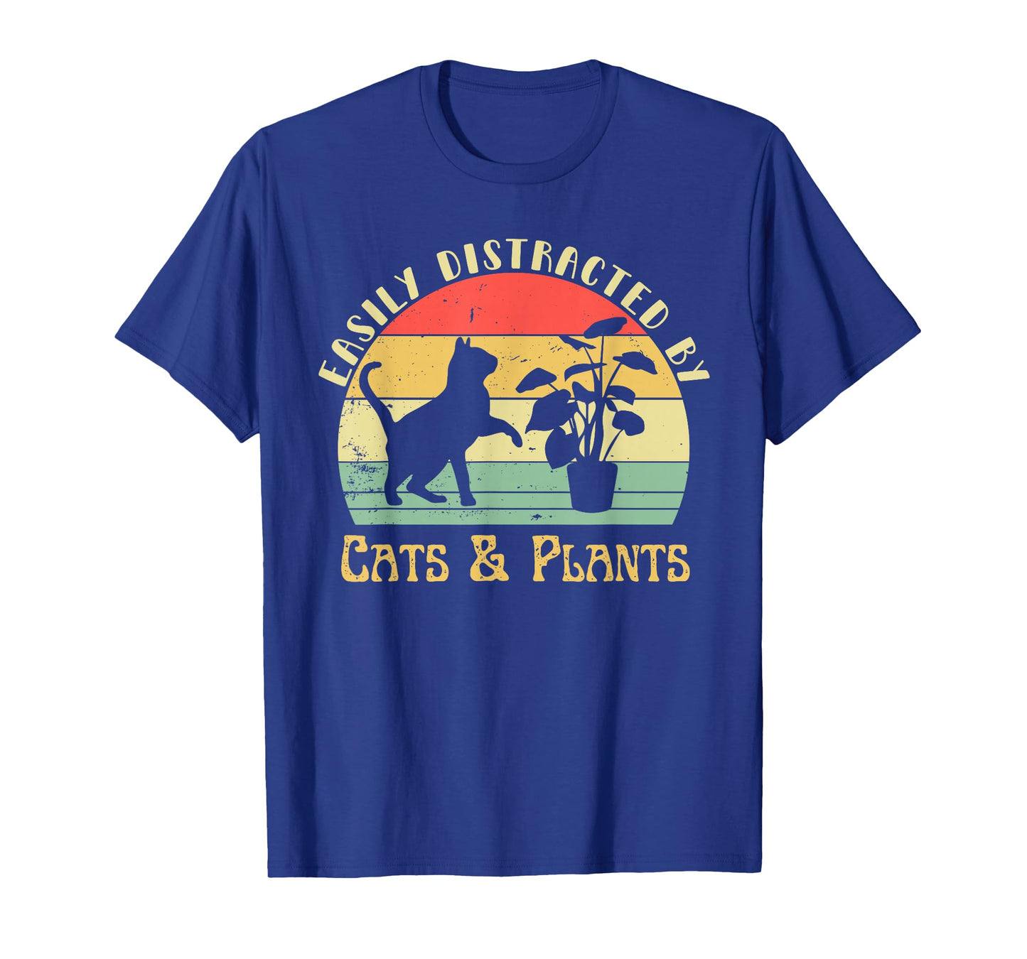 Retro Pet Cat Plant Lover Easily Distracted by Plants & Cats T-Shirt