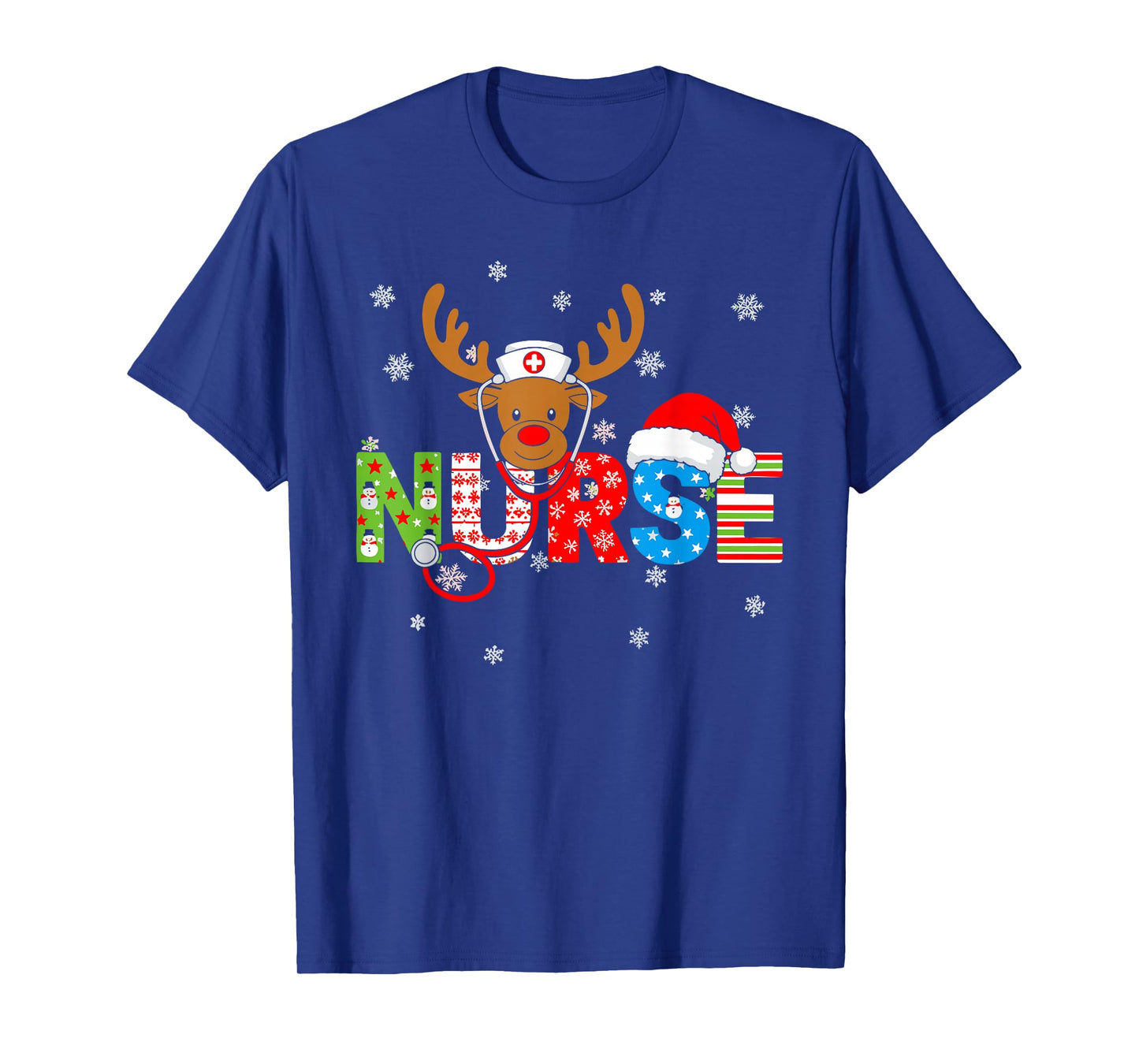 Christmas Nurse Stethoscope Santa Hat Reindeer Xmas T-Shirt