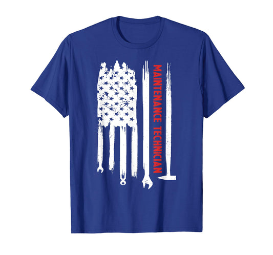 Maintenance Technician American Flag Maintenance Tech Funny T-Shirt