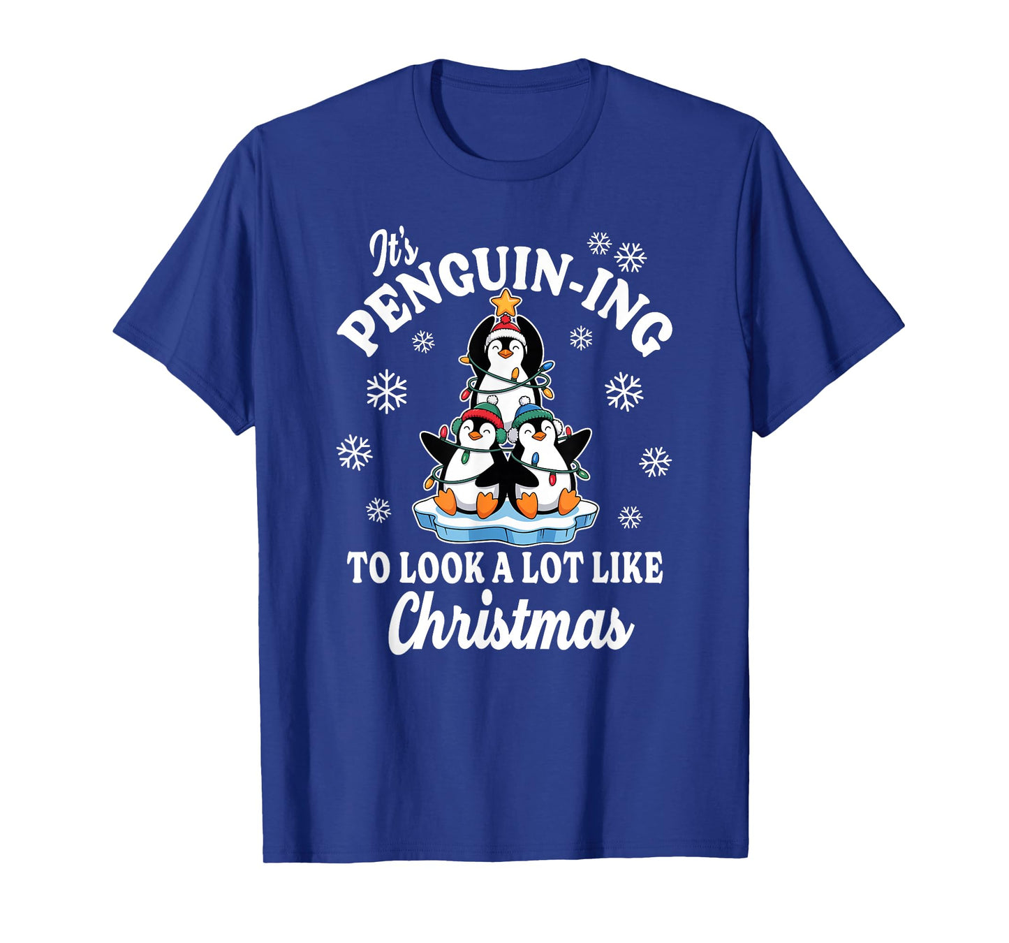 Penguin-ing Christmas Tree on Ice Cute Holiday T-Shirt