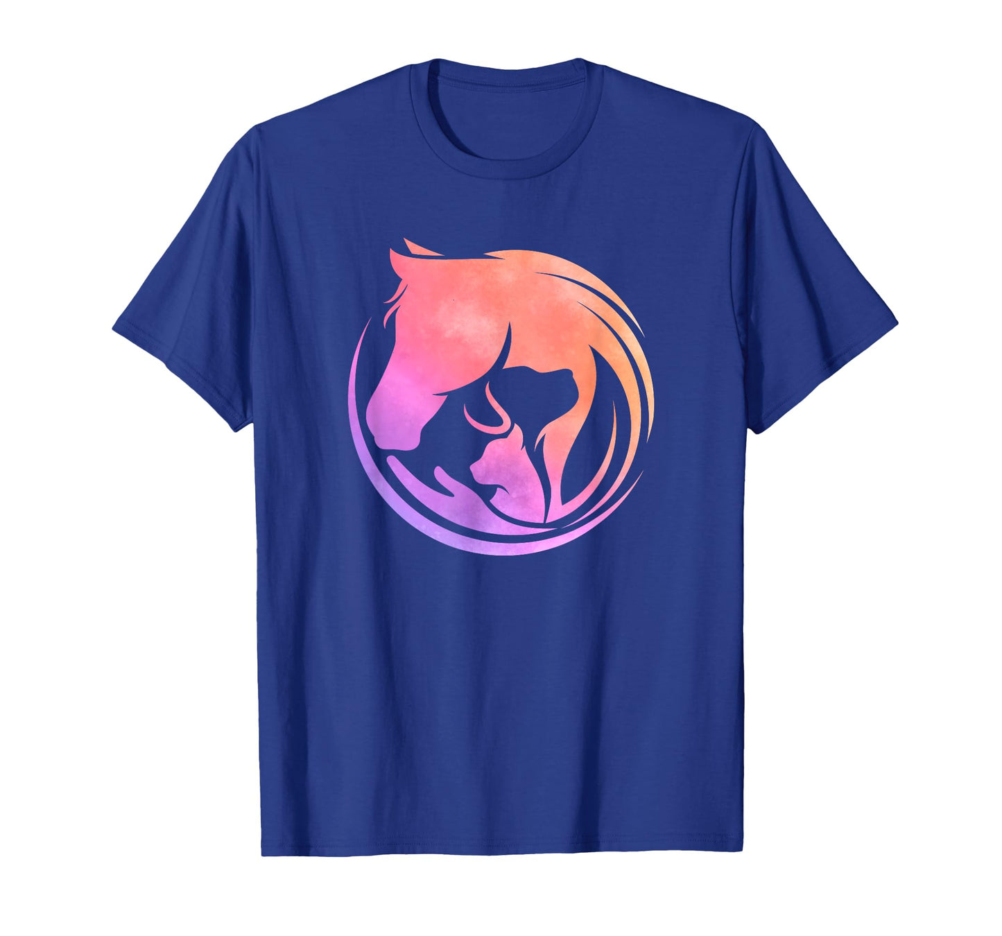 Watercolor Horse Dogs Cats Art Horseback Riding Clothes Gift T-Shirt