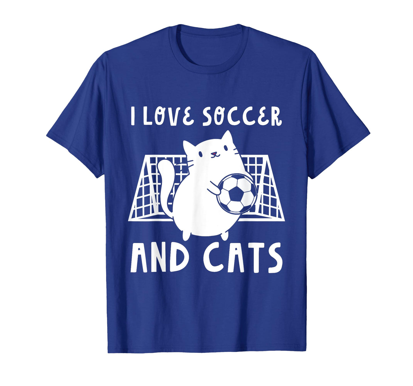 Cute I Love Soccer And Cats Funny Soccer Goalie Goalkeeper T-Shirt