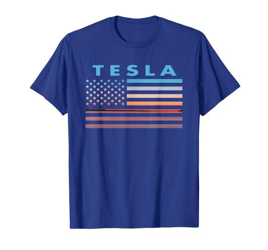 Vintage Sunset American Flag Tesla, West Virginia T-Shirt