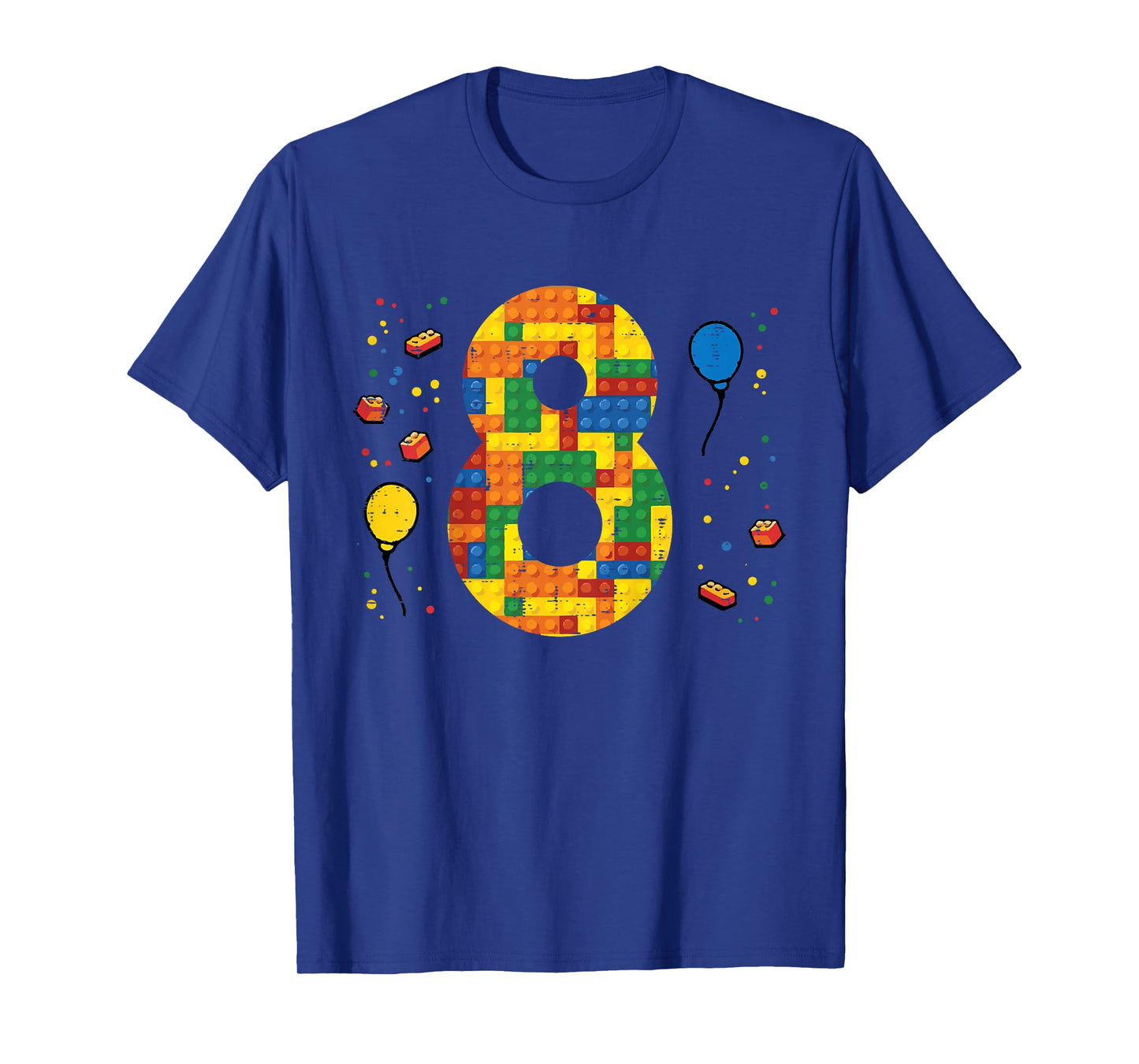 Kids 8th Birthday Blocks Building Bricks 8 Year Old Boys Kids T-Shirt