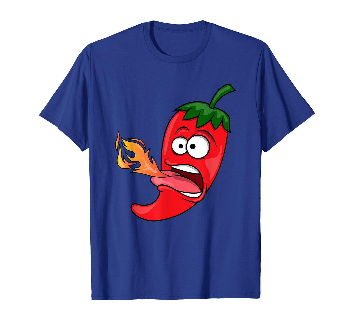 Chili Pepper Breathing Fire T-Shirt | Red Hot Funny Cartoon T-Shirt