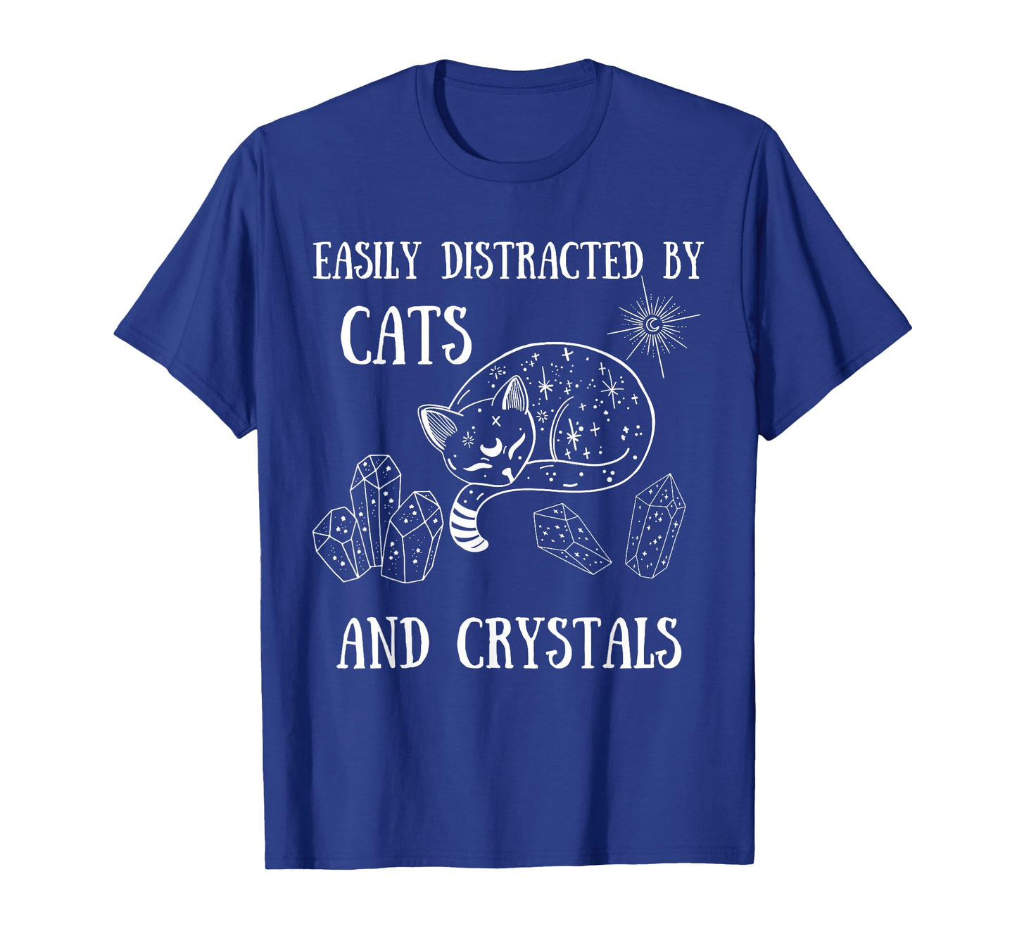 Easily Distracted by Cats Crystals Boho Spiritual Wiccan T-Shirt