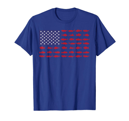 American Flag Fishing-Shirt Men Kids Bass Fish Dad Patriotic T-Shirt