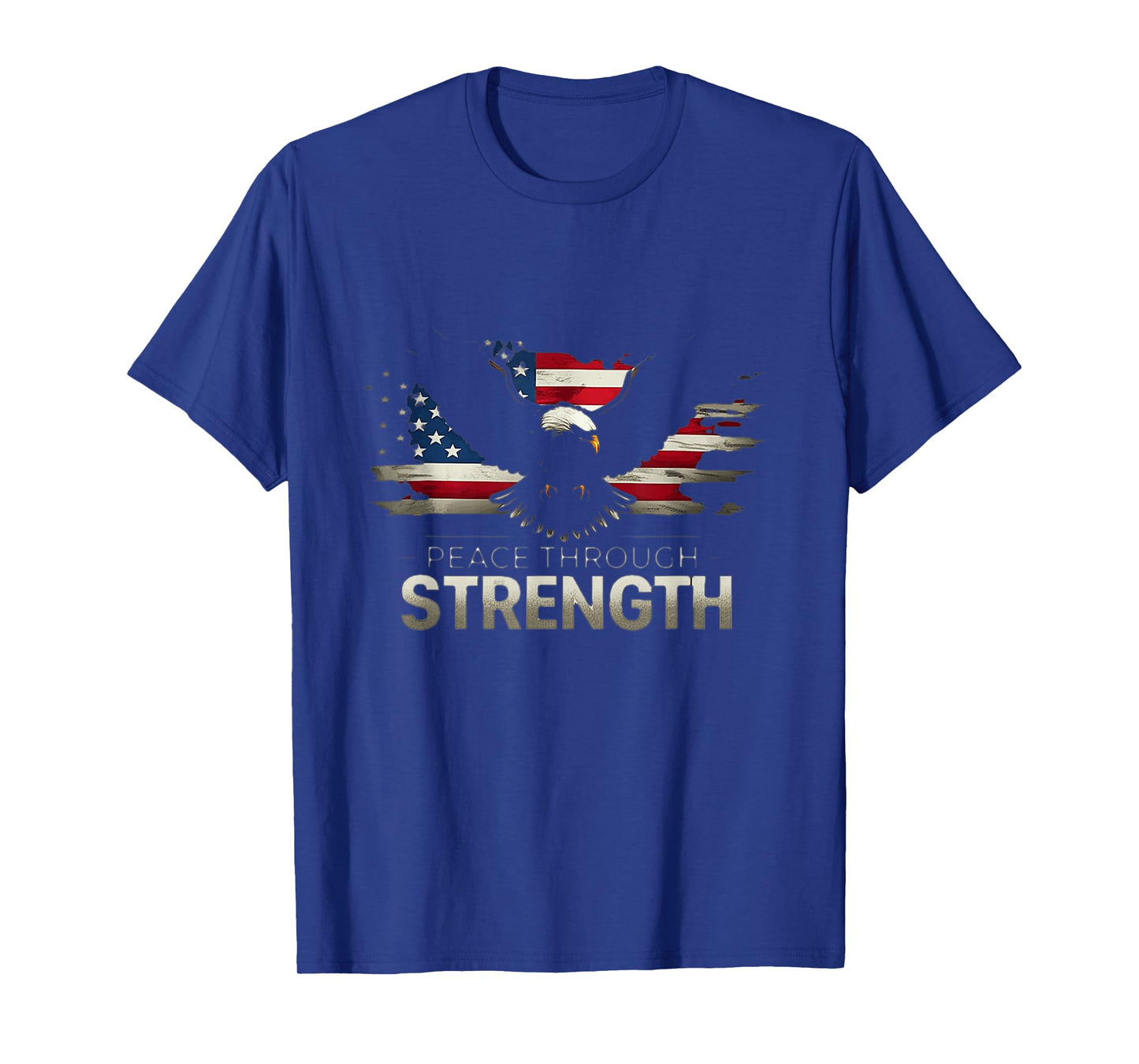 Peace Through Strength Distressed Flag USA Graphic T-Shirt