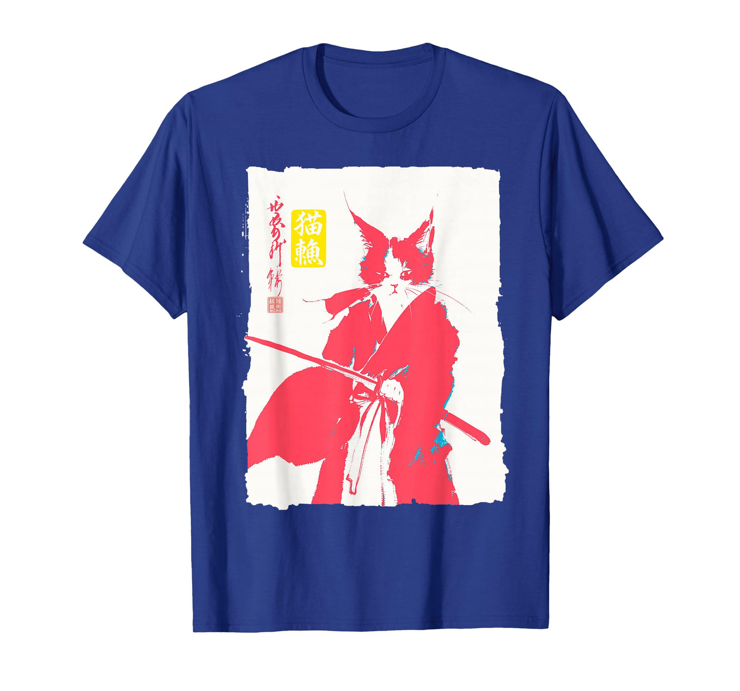 Samurai Cat Japanese Art Funny Anime Manga Graphic T-Shirt