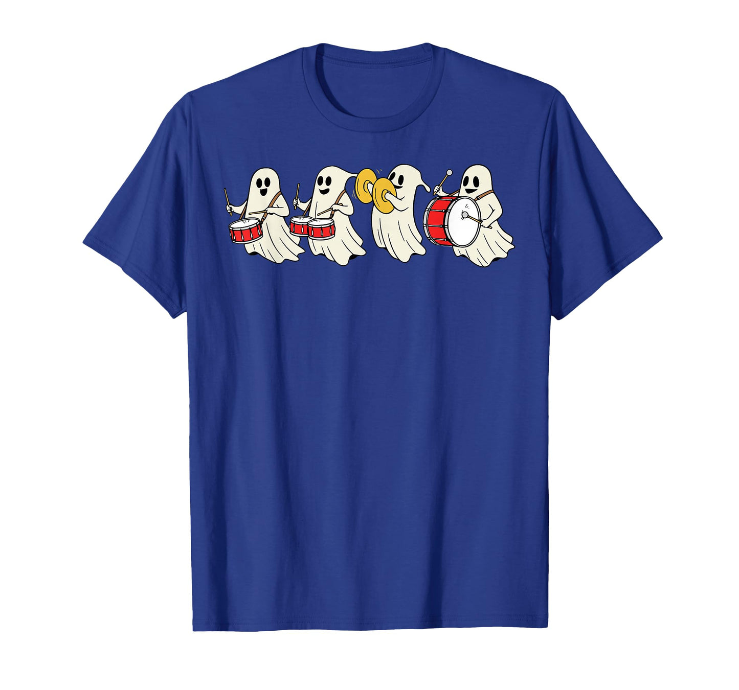 Ghost Playing Drums Halloween Ghost Drummer Boys Kids T-Shirt