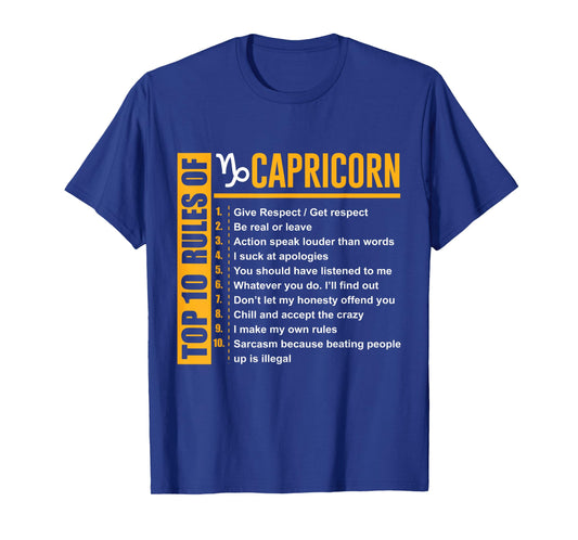 Top 10 Rules of Capricorn Birthday Gifts T-Shirt T-Shirt