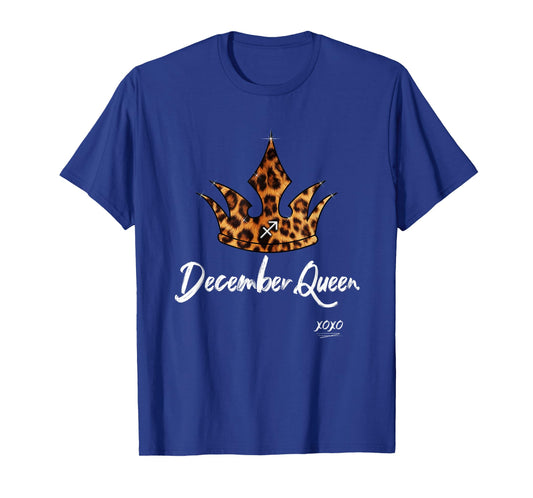 Leopard Crown December Queen Zodiac Sign Sagittarius Gifts T-Shirt