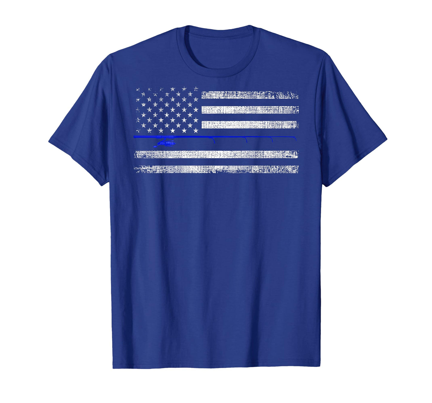 American Flag Distressed Fishing Printed On Back Women Kids Men T-Shirt