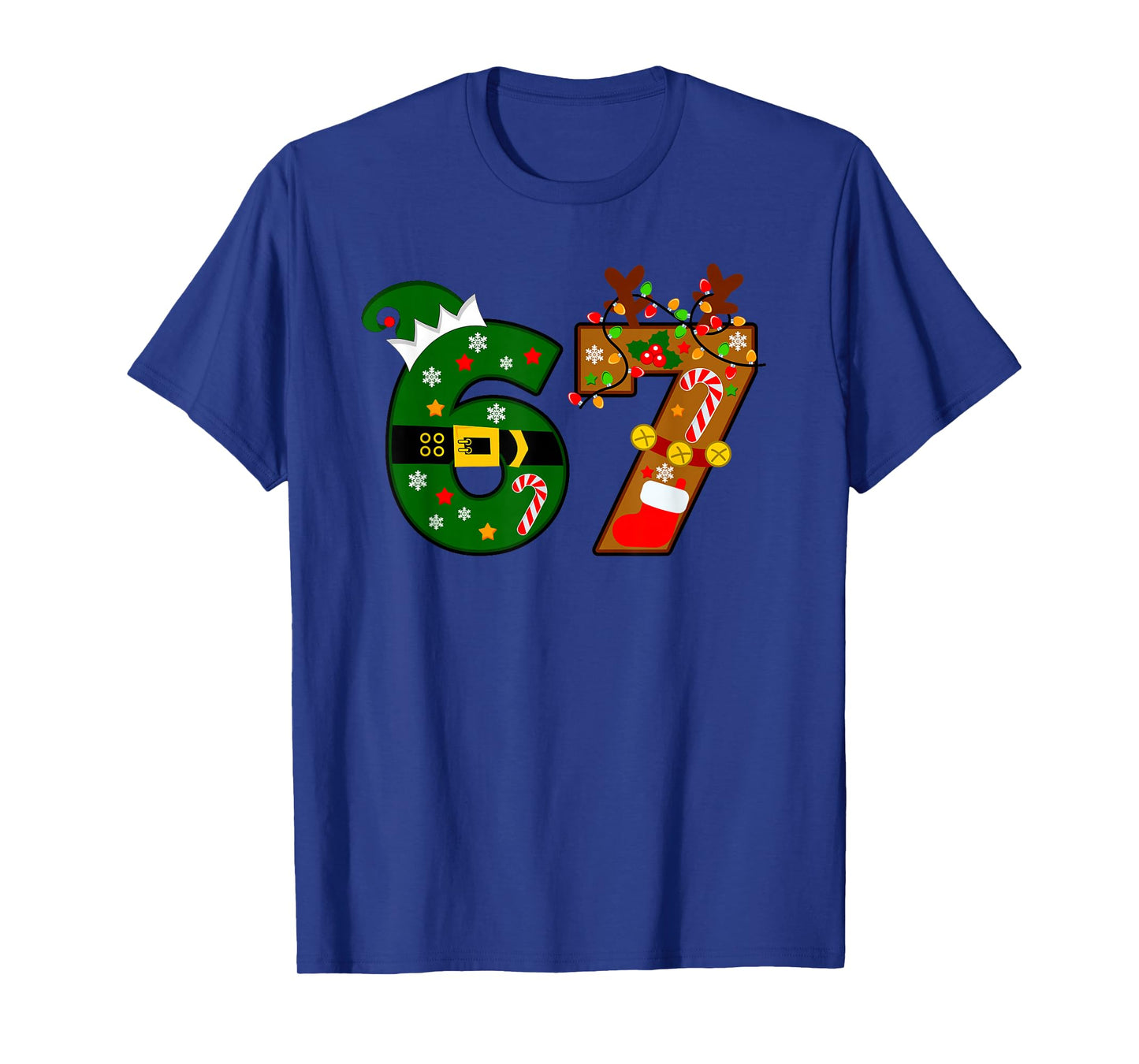 Funny Christmas 67 Meme Inspired Santa Reindeer Number 67 T-Shirt