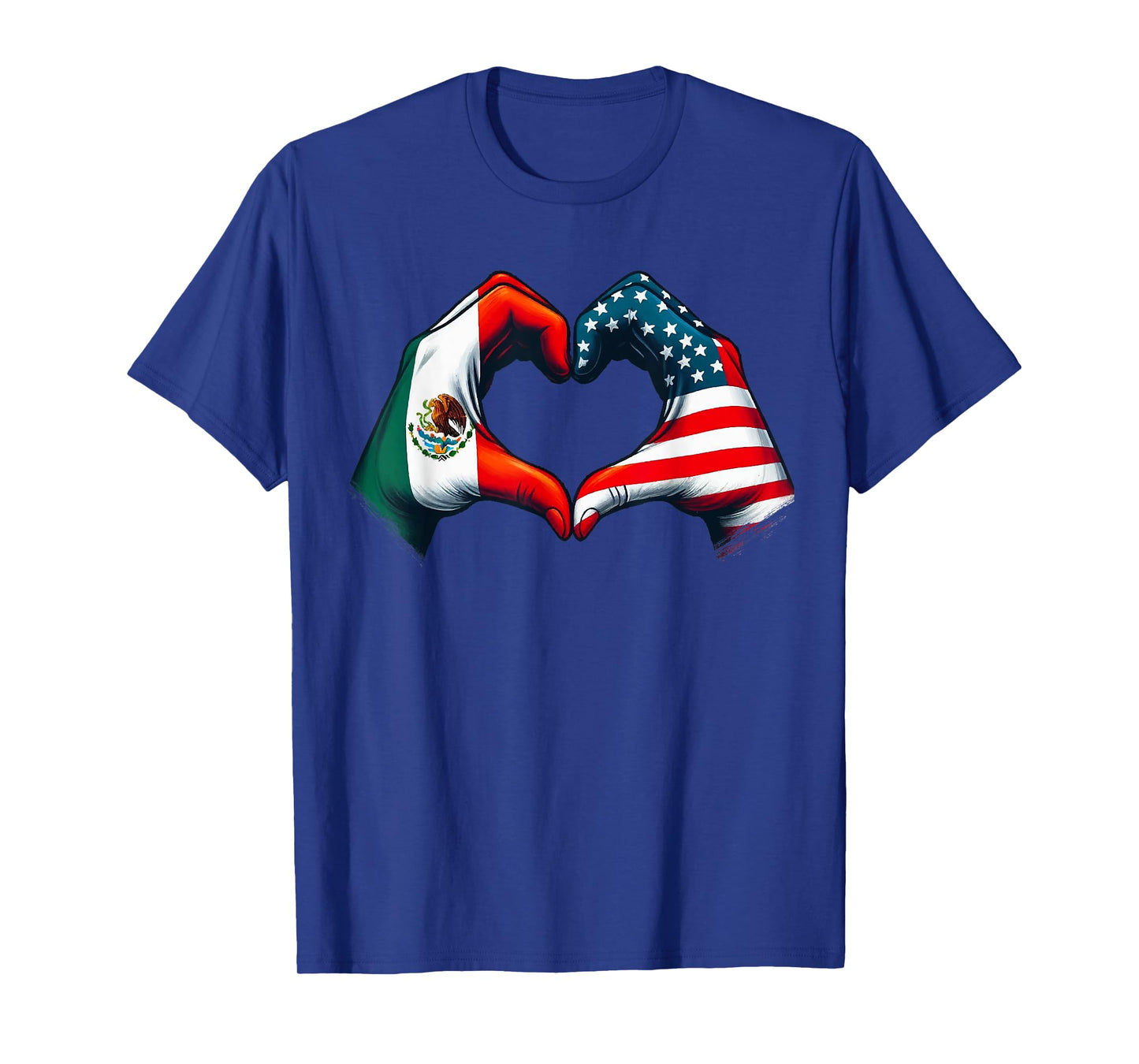 Vintage Mexican American Flag Heart Hands Love Mexico USA T-Shirt