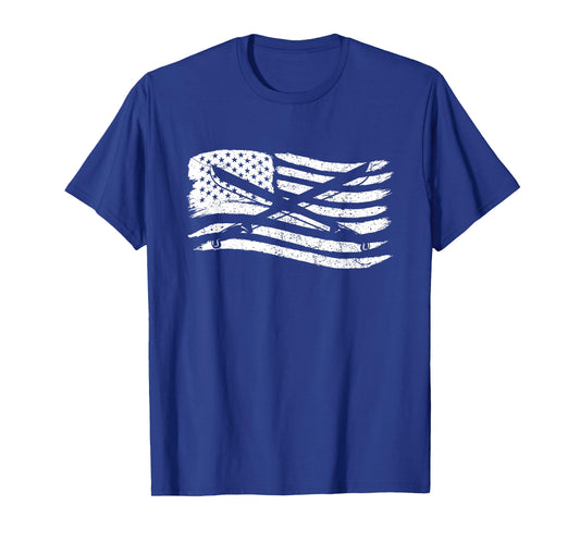 American Flag T-Shirt With Machete Vintage Look T-Shirt