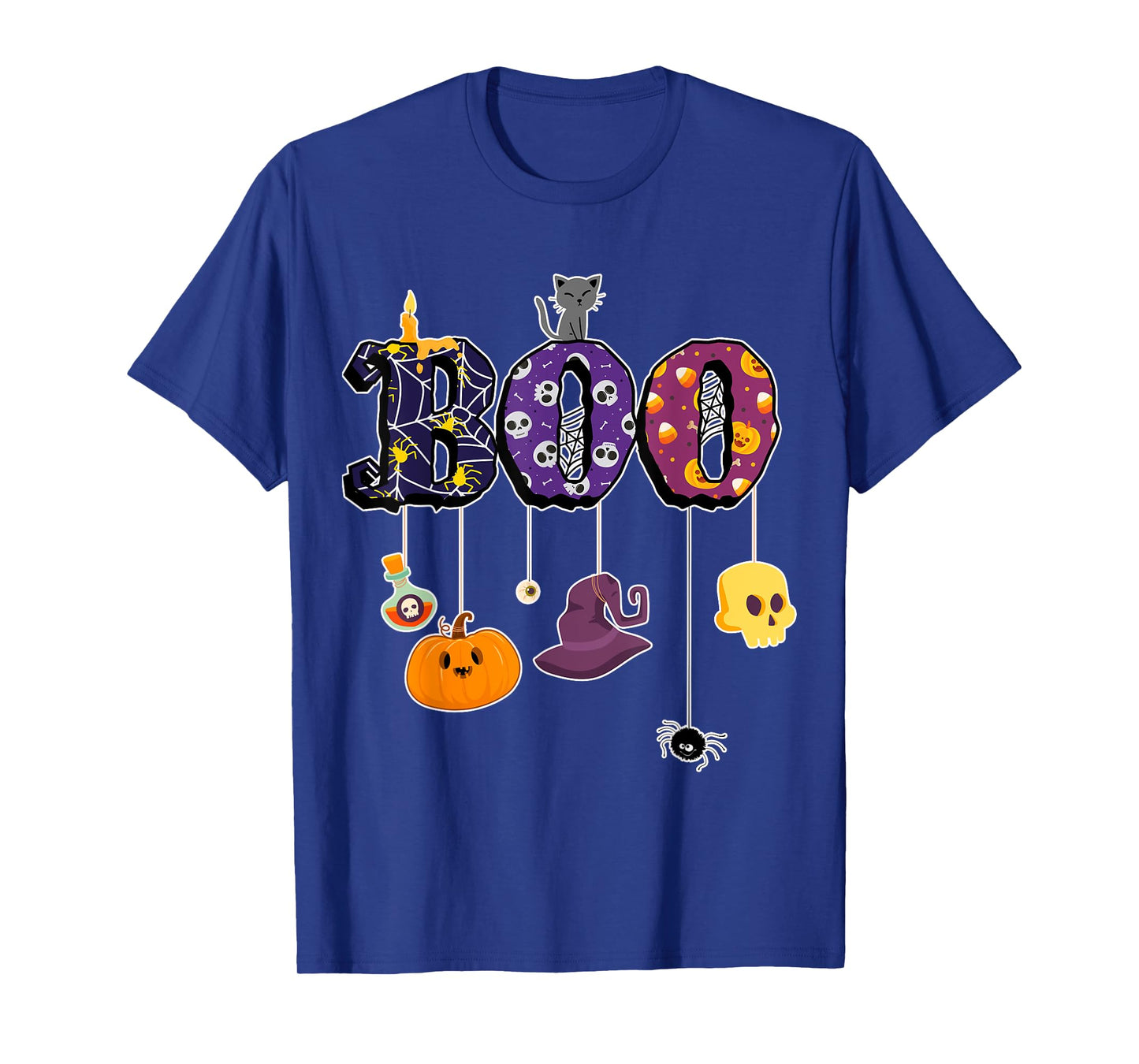 Boo Halloween Costume Spiders, Ghosts, Pumkin & Witch Hat T-Shirt