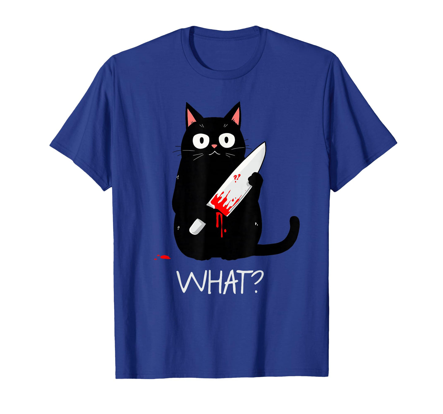 What? Cat with Knife Funny Cats Meme Tee Cat Sarcastic Humor T-Shirt