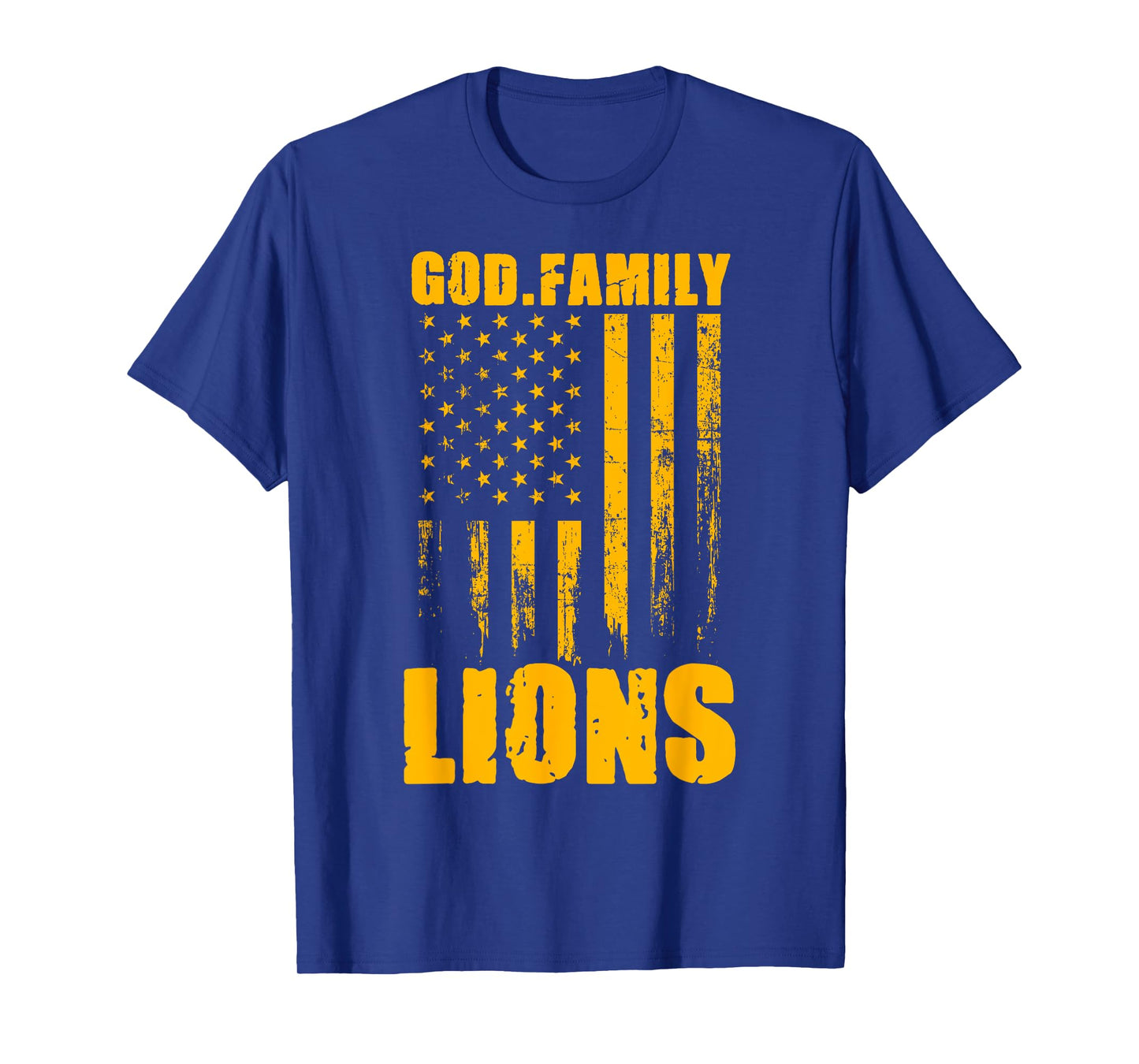 Mansfield Lions God. Family. Vintage USA Flag T-Shirt