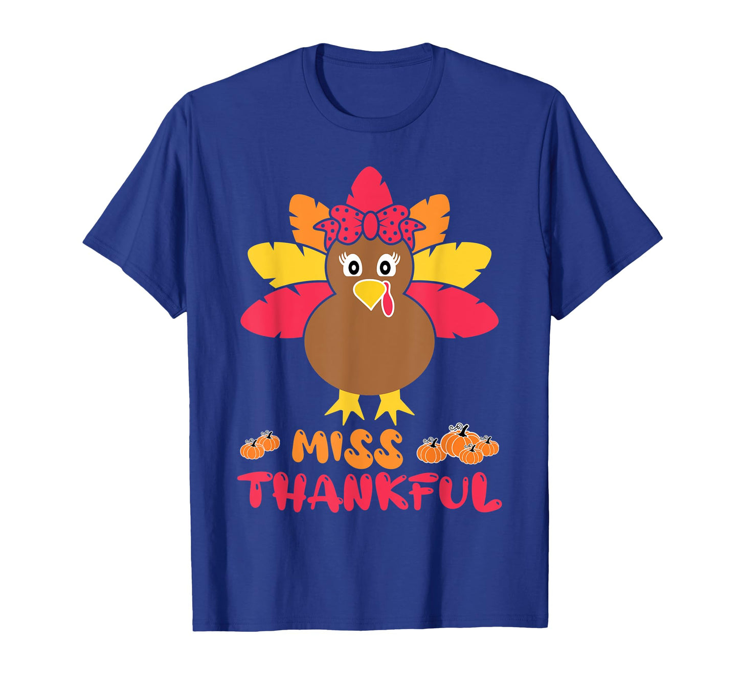 Miss Thankful Cutest Turkey In Flock Kid Thanksgiving Girl T-Shirt