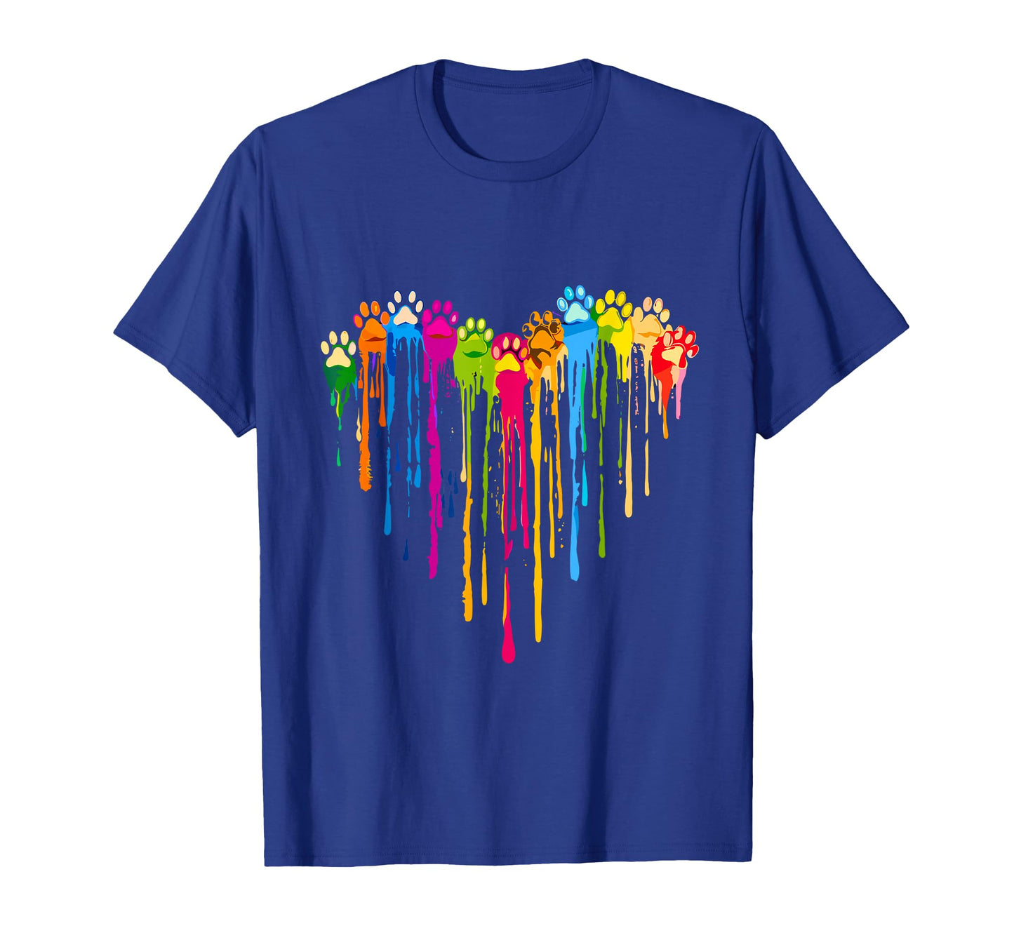 Funny Colourful Dog Paw Heart Cute Cat Design For Women Men T-Shirt