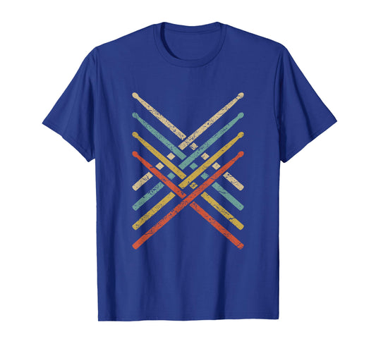 Retro Vintage Drummer 70s 80s Distressed Drum Sticks T-Shirt