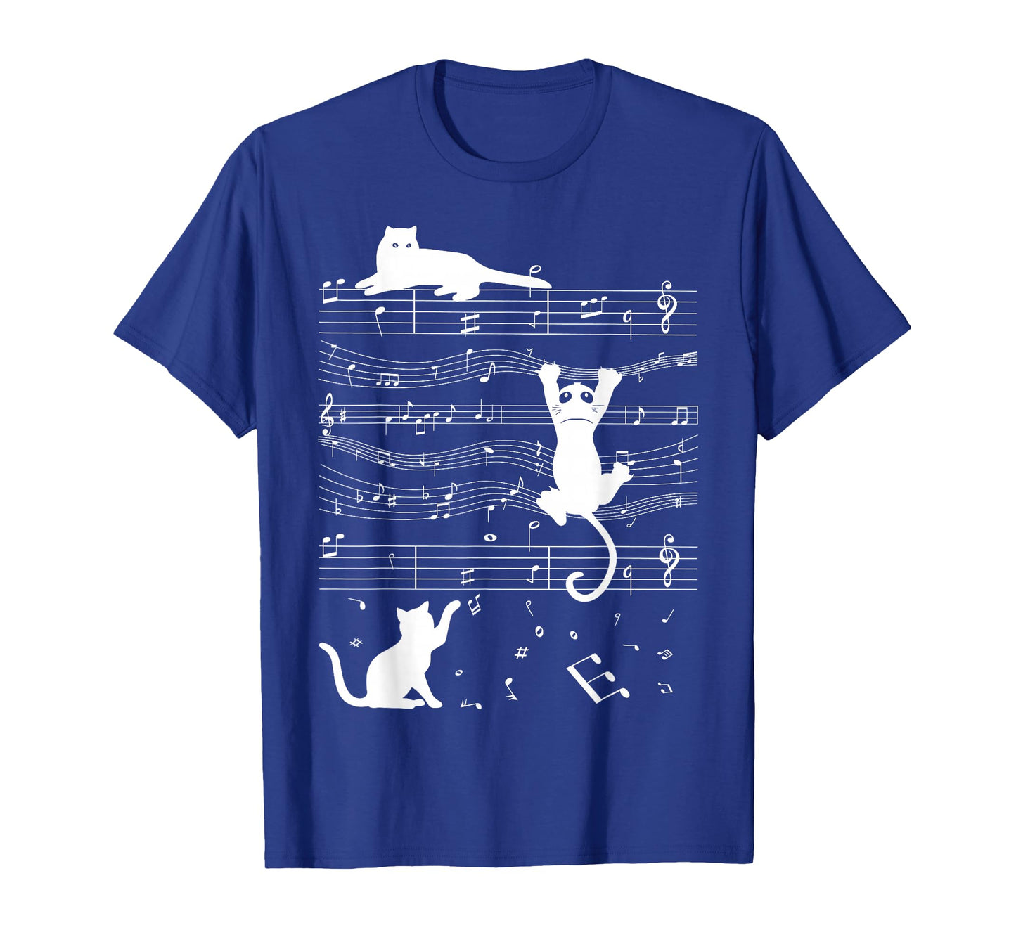 Cute Cat Kitty Playing Music Clef Piano Musician Art Funny T-Shirt