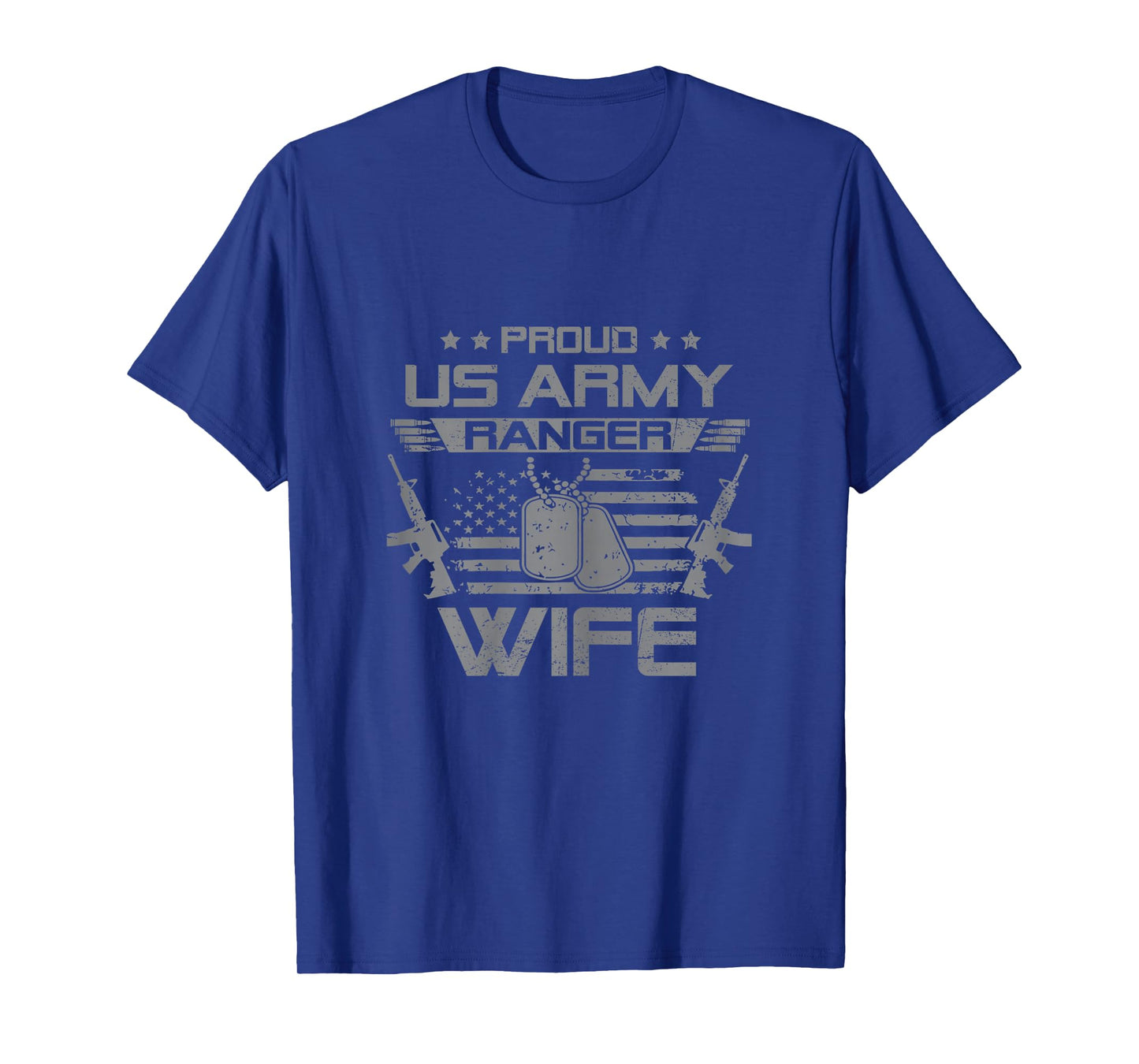 Proud US Army Ranger Wife Flag American USA Military Veteran T-Shirt