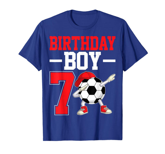 Birthday Boy 7 Years Old Dabbing Soccer 7th Birthday Party T-Shirt