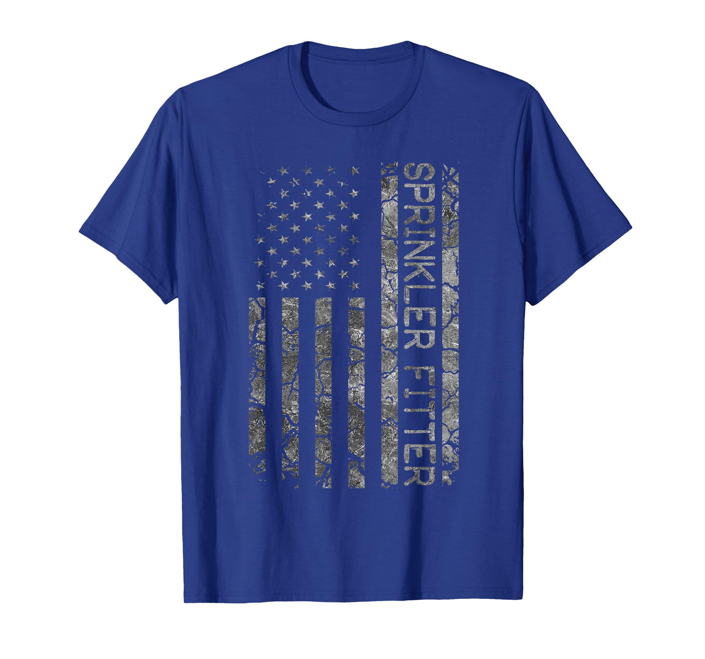 Funny Job Title Worker American Flag Sprinkler Fitter T-Shirt for Women Men