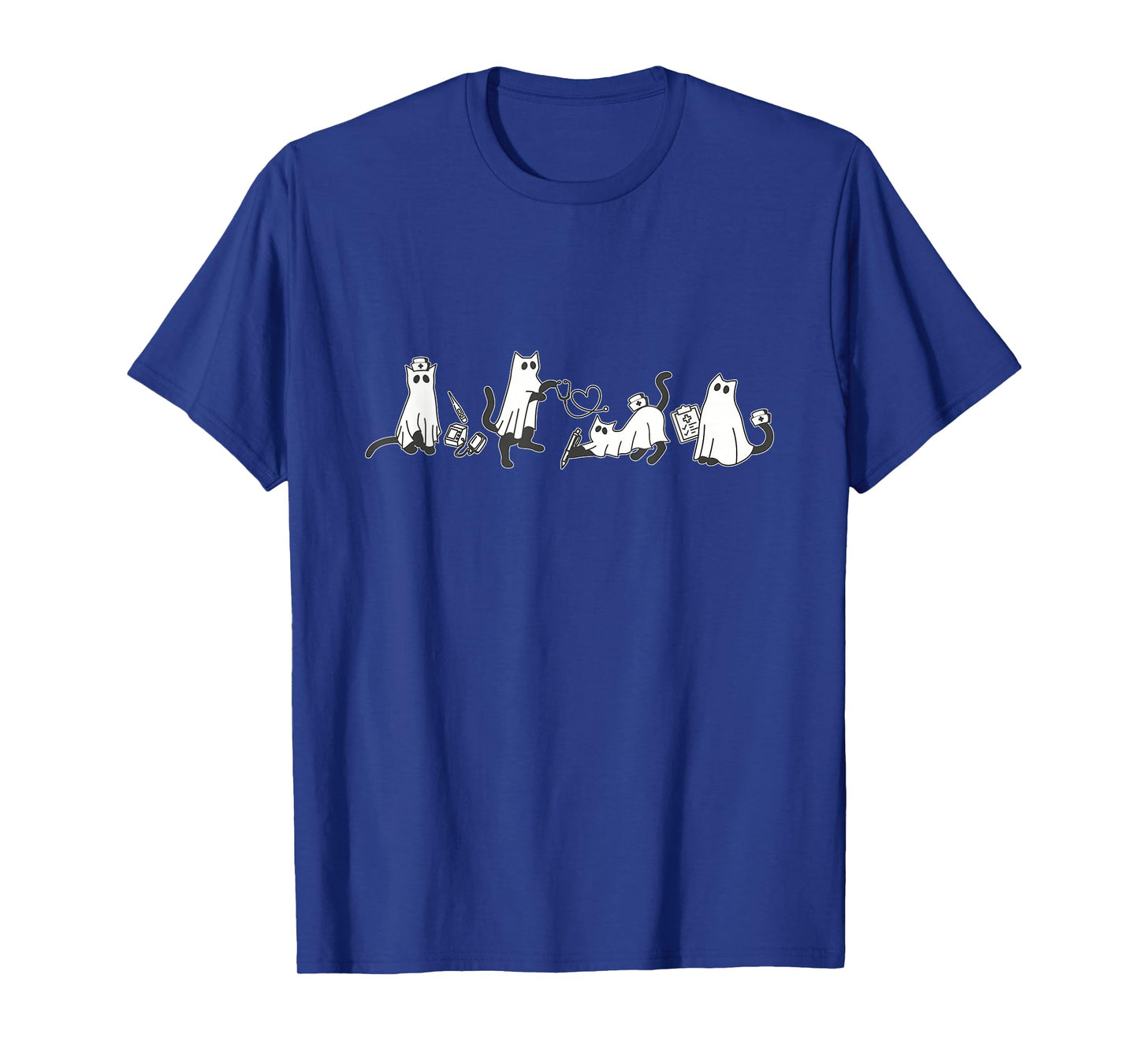 Cute Black Cat Nurse Halloween Ghost Nurse Cat Lover Cat Mom T-Shirt