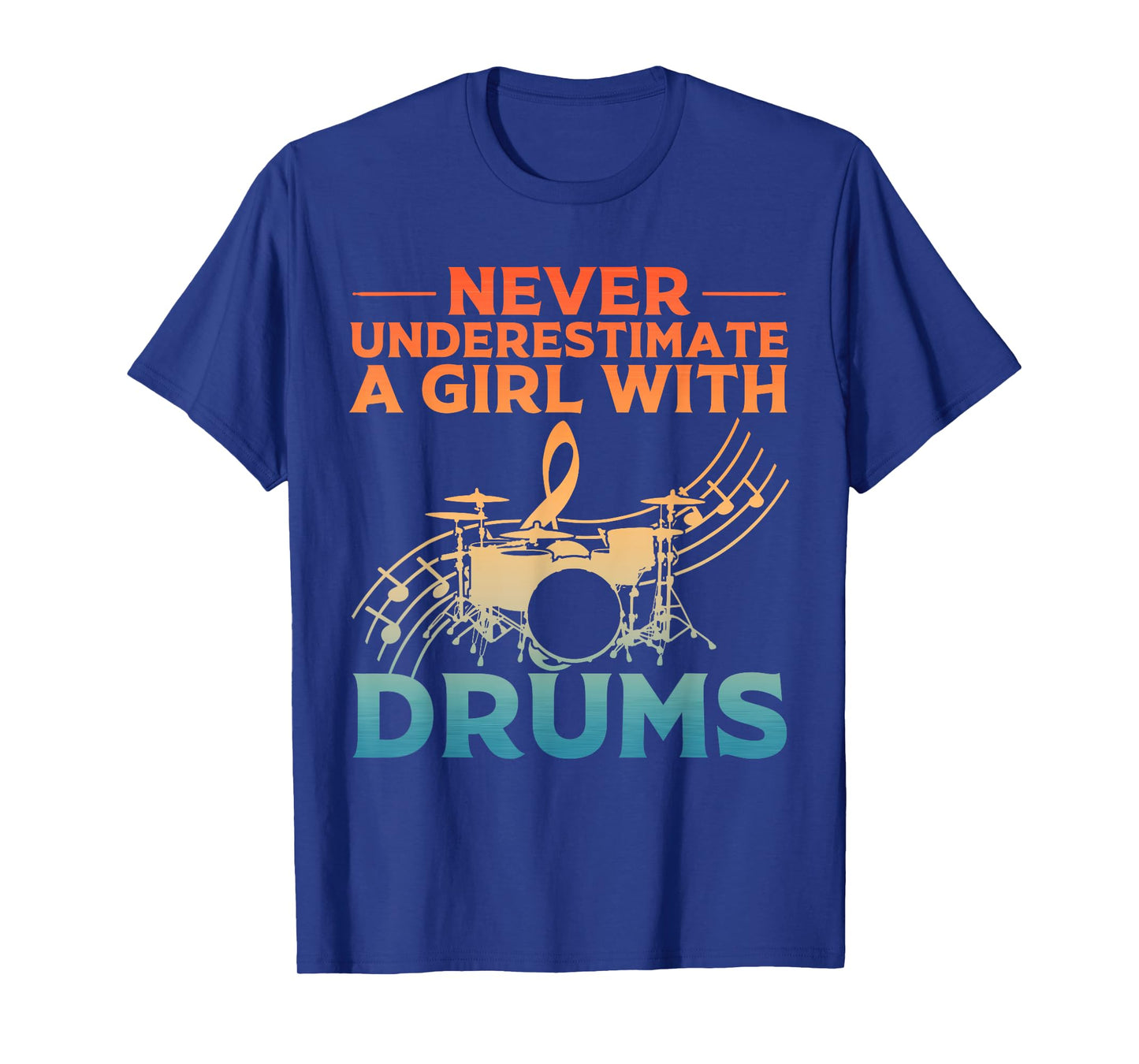 Funny Drummer Art For Women Girls Drum Set Musician Drumming T-Shirt