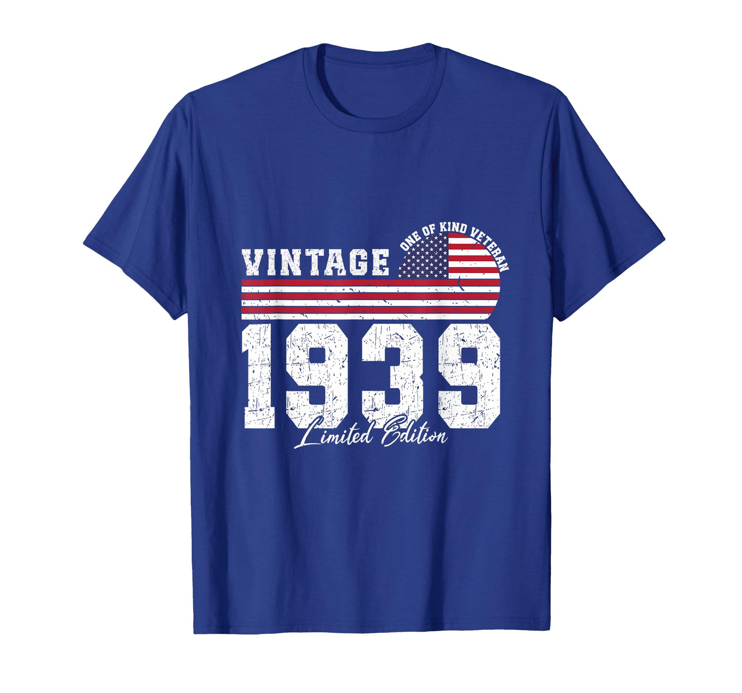 Vintage 1939 Birthday American Flag Patriotic Veterans Day T-Shirt