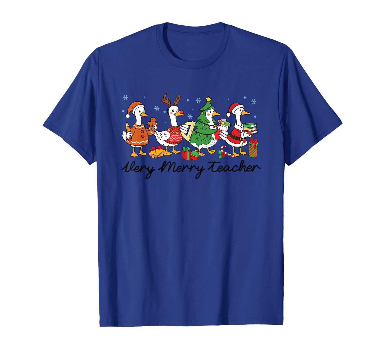 Very Merry Teacher Christmas Funny Goose Silly Holiday Party T-Shirt
