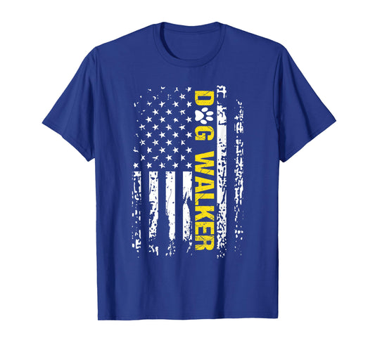 Dog Walker Shirt American Flag Patriotic Dog Walker Gift T-Shirt
