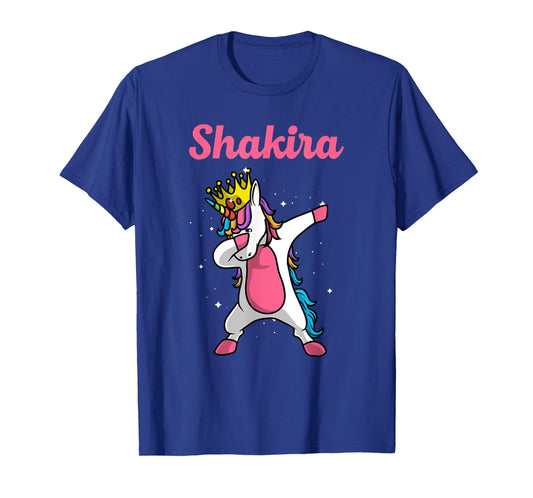 Shakira Name Personalized Birthday Dabbing Unicorn Queen T-Shirt