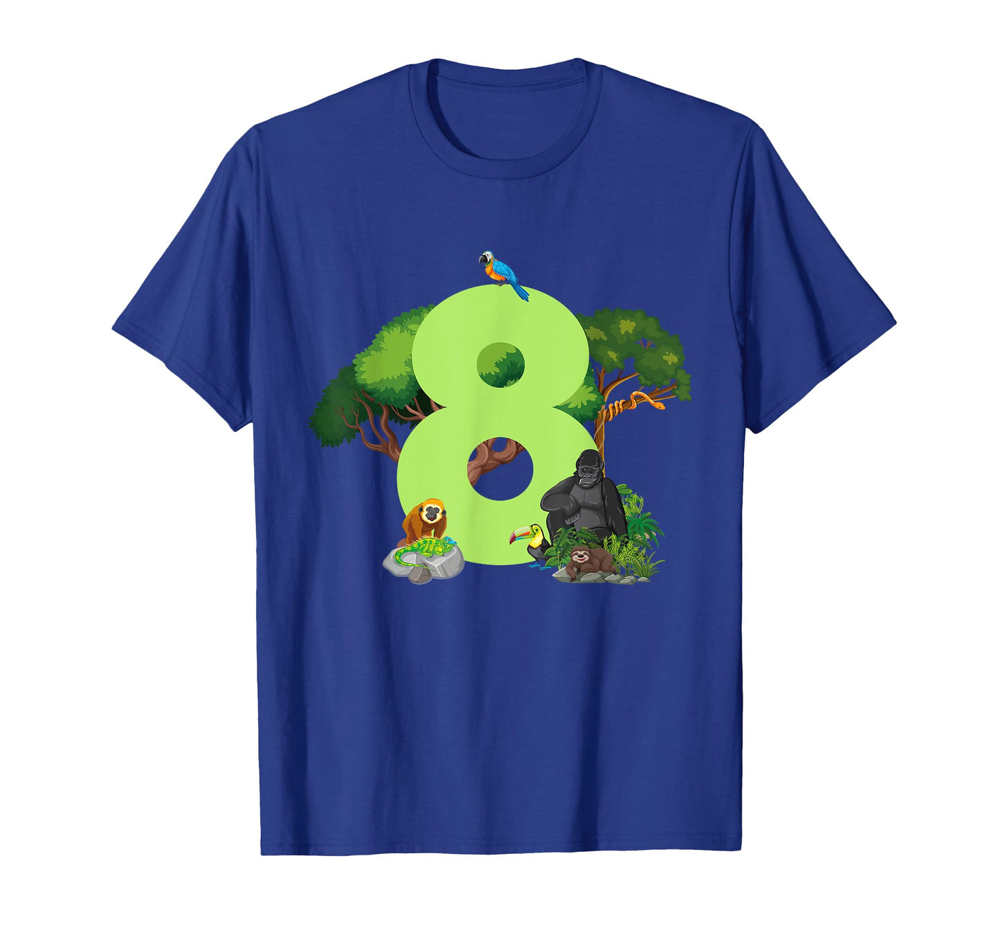 8th Birthday Jungle Animals Safari Rainforest 8 Year Old T-Shirt