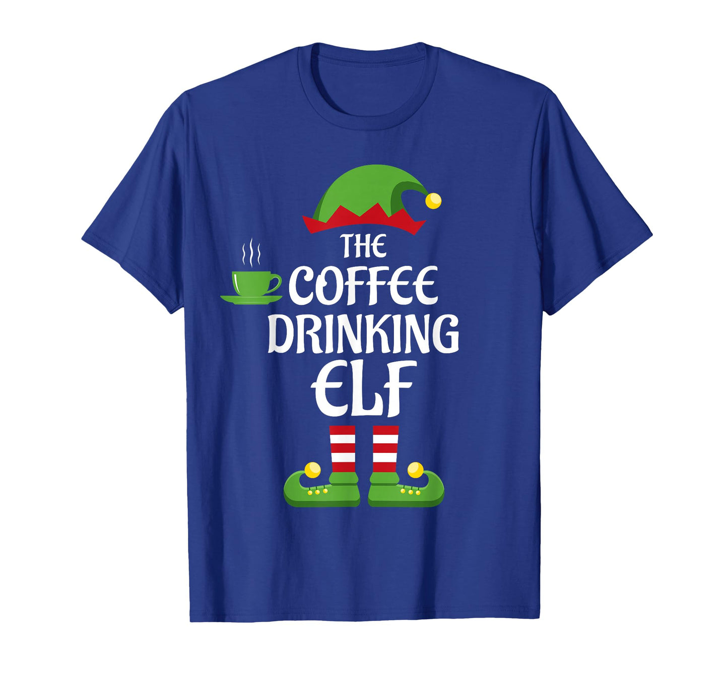 Coffee Drinking Elf Family Matching Group Christmas T-Shirt