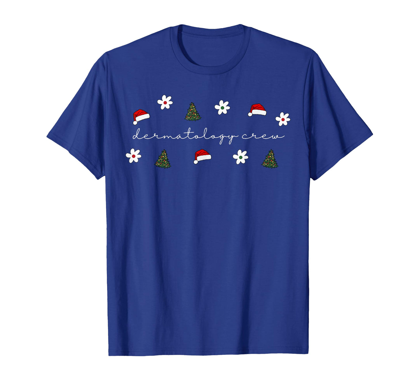 Christmas Santa Hat Dermatology Crew Nurse Daisy Flower T-Shirt