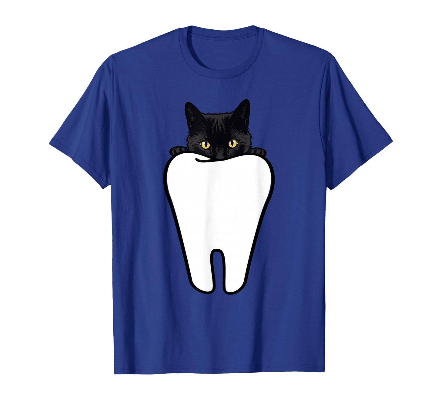 Peeking Black Cat Tooth Funny Dental Halloween Dentist Treat T-Shirt