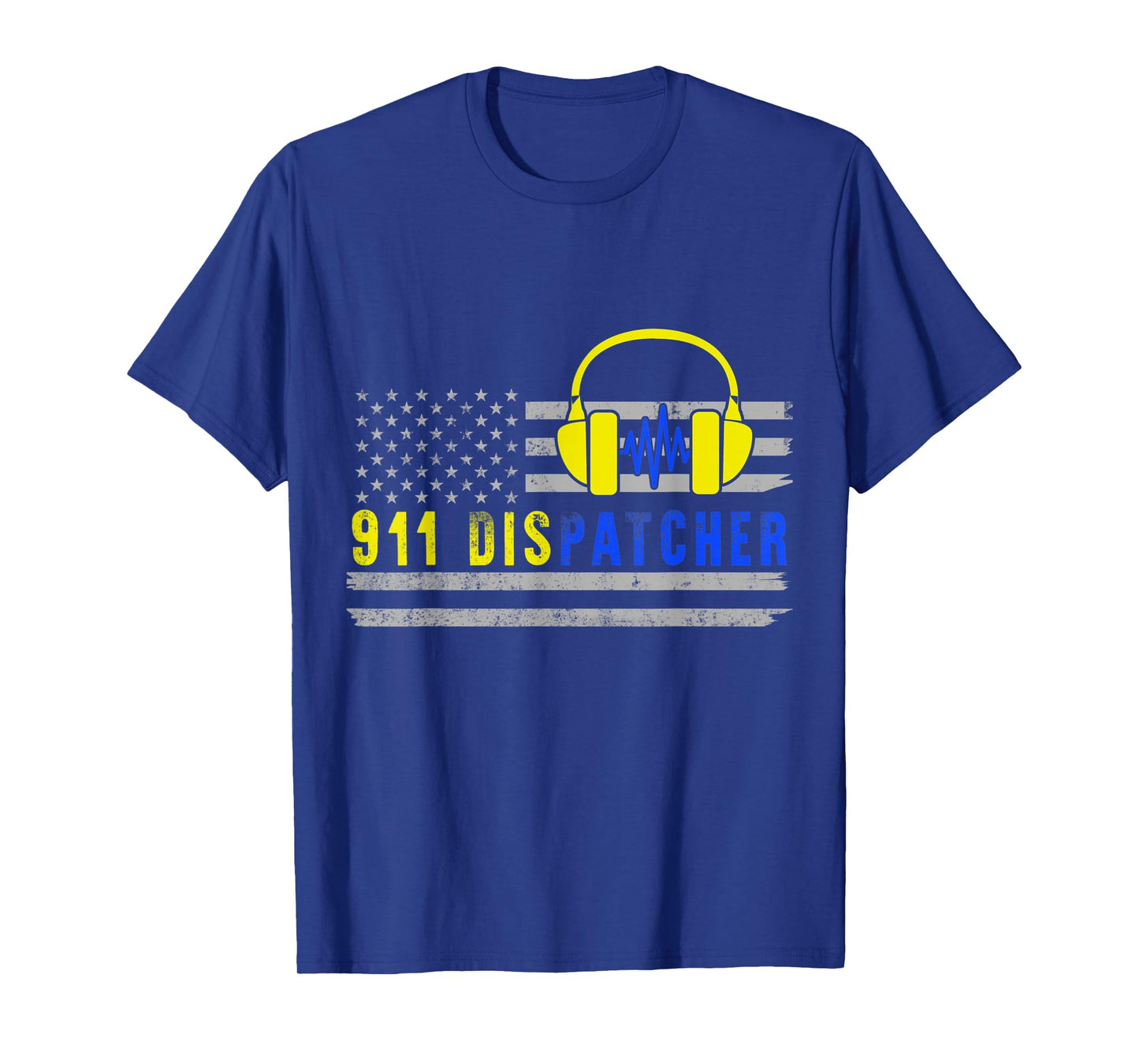 911 Dispatcher USA Yellow Thin Gold Line Flag Christmas Gift T-Shirt
