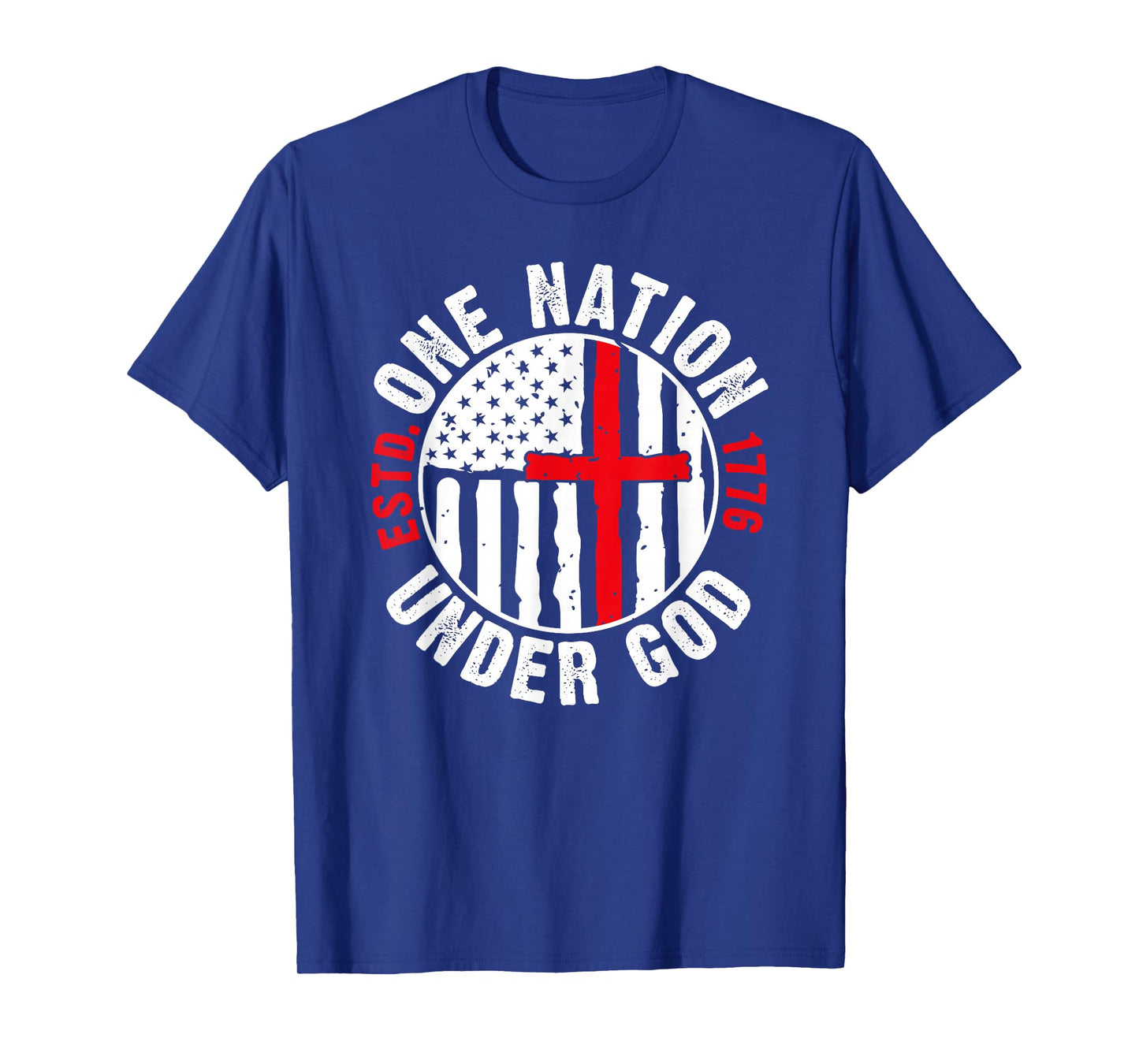 One Nation Under God - Est. 1776 - Cross & Flag T-Shirt