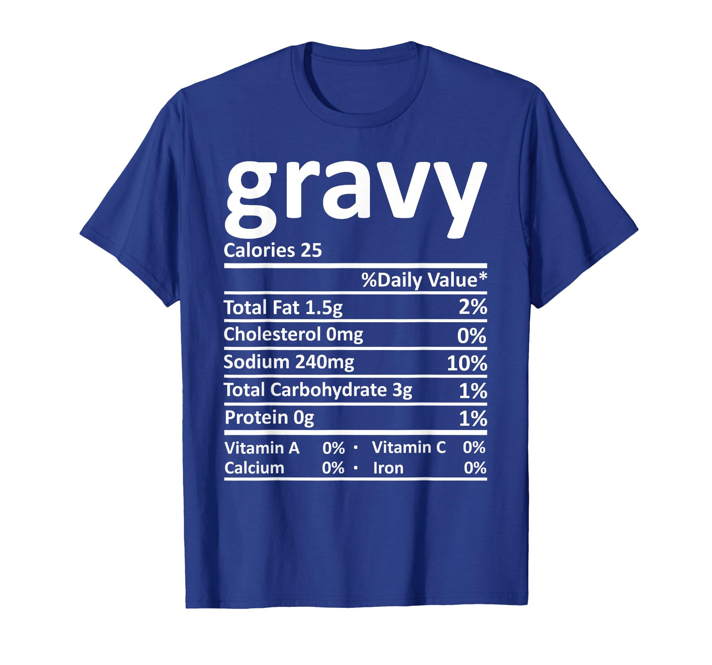 Gravy Nutrition Thanksgiving Costume Food Facts Christmas T-Shirt