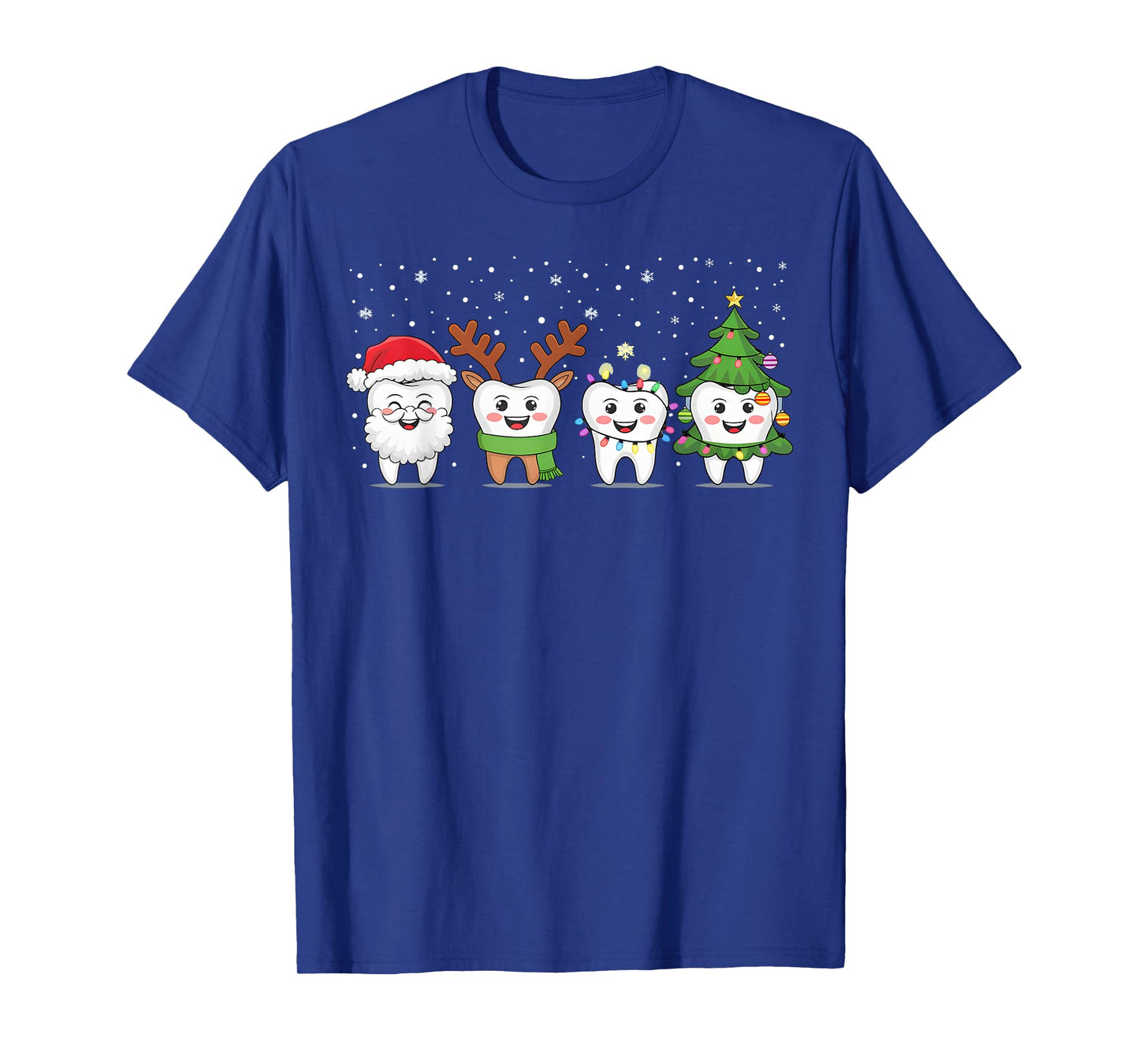 Cute Christmas Dental Tooth Characters Fun Holiday Dentist T-Shirt