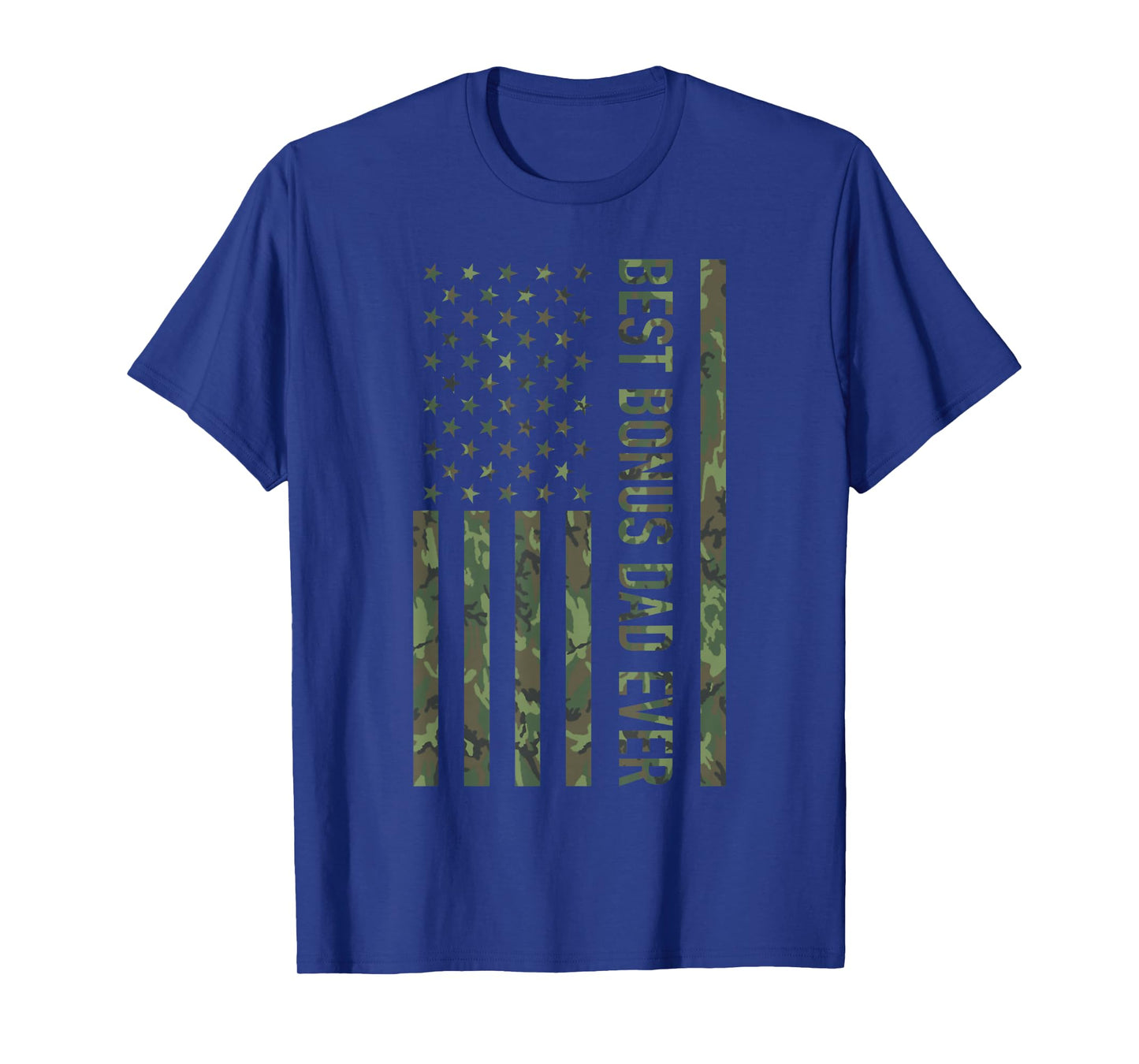 Best Bonus dad Ever US American Military Camouflage Flag T-Shirt