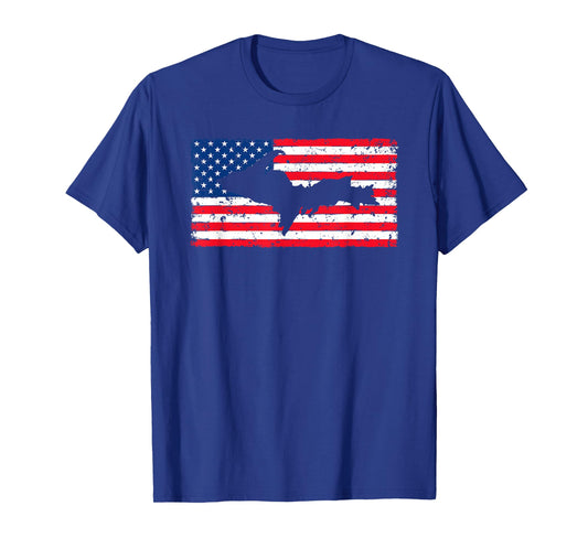 Yooper Patriotic Upper Peninsula Michigan American Flag USA T-Shirt