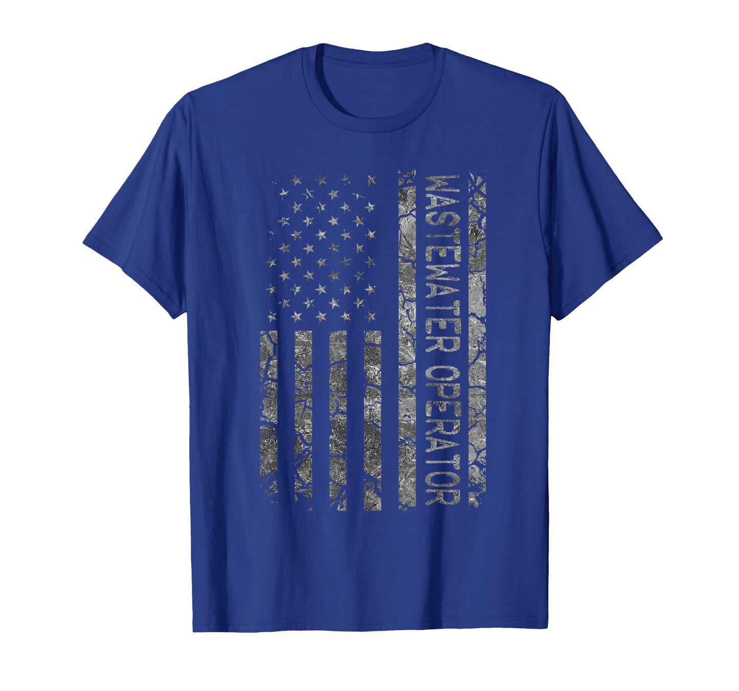 Funny Job Title Worker American Flag Wastewater Operator Women Men T-Shirt
