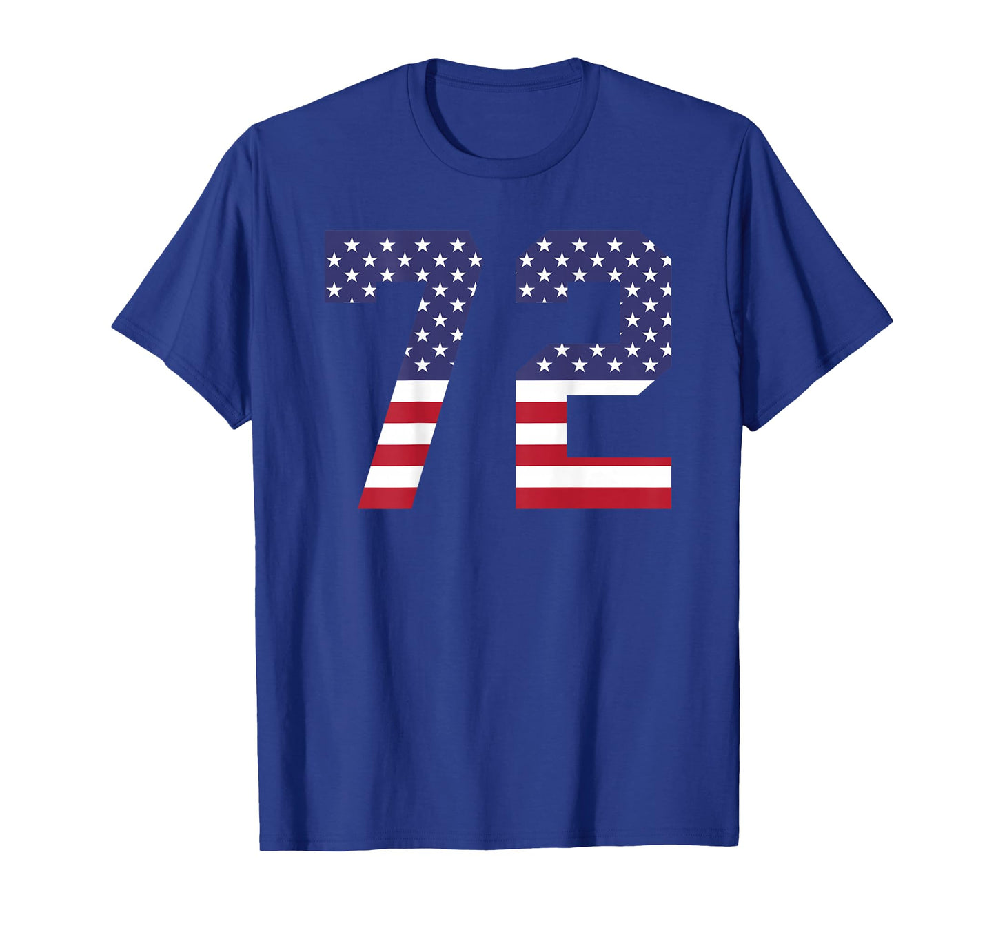 Number 72 BACKSIDE American Flag - Patriotic Jersey Numbered T-Shirt